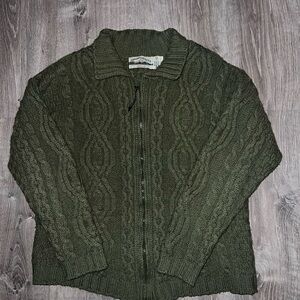 Aran Crafts Olive Cable Knit Sweater